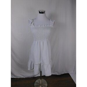 SALE Lily Rose Dress Womens Small White Smocked Ruffle Strap Summer Casual Lined